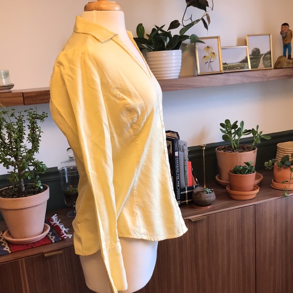 Ann Taylor yellow button-up work shirt - Picture 3 of 5